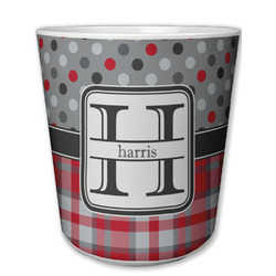 Red & Gray Dots and Plaid Plastic Tumbler 6oz (Personalized)