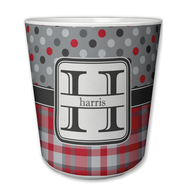 Custom Red & Gray Dots and Plaid Plastic Tumbler 6oz (Personalized)
