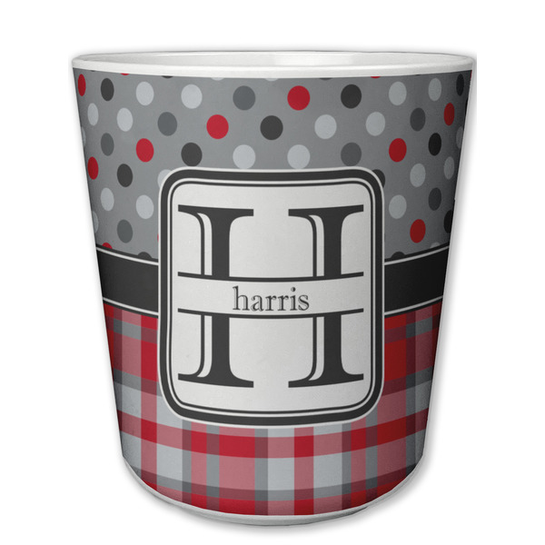 Custom Red & Gray Dots and Plaid Plastic Tumbler 6oz (Personalized)