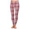 Red & Gray Dots and Plaid Ladies Leggings - Front