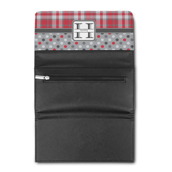 Red & Gray Dots and Plaid Ladies Wallet (Open)