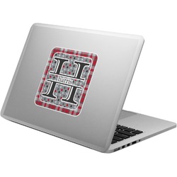 Red & Gray Dots and Plaid Laptop Decal (Personalized)