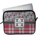 Red & Gray Dots and Plaid Laptop Sleeve / Case (Personalized)