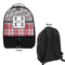 Red & Gray Dots and Plaid Large Backpack - Black - Front & Back View
