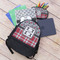 Red & Gray Dots and Plaid Large Backpack - Black - With Stuff