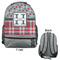 Red & Gray Dots and Plaid Large Backpack - Gray - Front & Back View