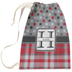 Red & Gray Dots and Plaid Laundry Bag - Large (Personalized)