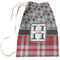 Red & Gray Dots and Plaid Large Laundry Bag - Front View