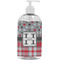 Red & Gray Dots and Plaid Plastic Soap / Lotion Dispenser (16 oz - Large - White) (Personalized)