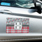 Red & Gray Dots and Plaid Large Rectangle Car Magnets- In Context