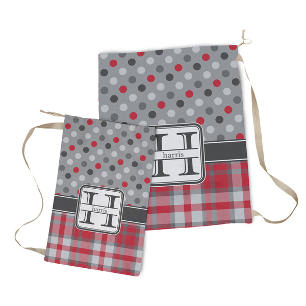Red & Gray Dots and Plaid Laundry Bag - Both Bags