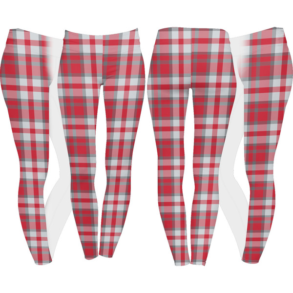 Red & Gray Dots and Plaid Leggings Turn Around - Apvl