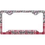 Red & Gray Dots and Plaid License Plate Frame - Style C (Personalized)