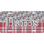 Red & Gray Dots and Plaid Front License Plate (Personalized)