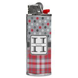 Red & Gray Dots and Plaid Case for BIC Lighters (Personalized)