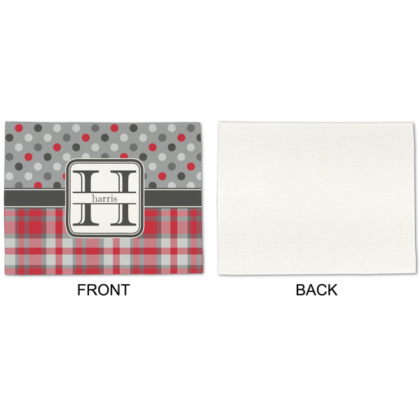 Red & Gray Dots and Plaid Linen Placemat - APPROVAL Single (single sided)