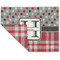 Red & Gray Dots and Plaid Linen Placemat - Folded Corner (double side)