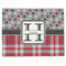 Red & Gray Dots and Plaid Single-Sided Linen Placemat - Single w/ Name and Initial