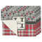 Red & Gray Dots and Plaid Linen Placemat - MAIN Set of 4 (single sided)