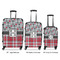 Red & Gray Dots and Plaid Luggage Bags all sizes - With Handle