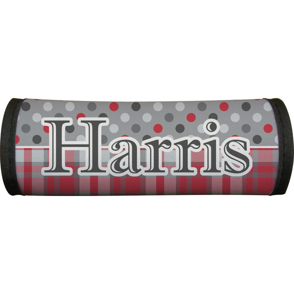 Red & Gray Dots and Plaid Luggage Handle Wrap