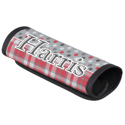 Red & Gray Dots and Plaid Luggage Handle Cover (Personalized)