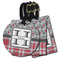 Red & Gray Dots and Plaid Luggage Tags - 3 Shapes Availabel