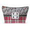 Red & Gray Dots and Plaid Structured Accessory Purse (Front)