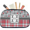 Red & Gray Dots and Plaid Makeup / Cosmetic Bag - Medium (Personalized)