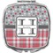 Red & Gray Dots and Plaid Makeup Compact