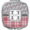Red & Gray Dots and Plaid Compact Makeup Mirror (Personalized)