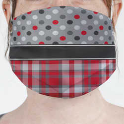 Red & Gray Dots and Plaid Face Mask Cover