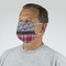 Red & Gray Dots and Plaid Mask - Quarter View on Guy