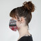 Red & Gray Dots and Plaid Mask - Side View on Girl
