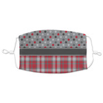 Red & Gray Dots and Plaid Adult Cloth Face Mask - XLarge