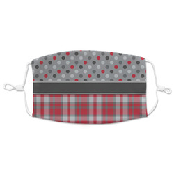 Red & Gray Dots and Plaid Adult Cloth Face Mask - XLarge
