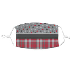 Red & Gray Dots and Plaid Adult Cloth Face Mask - Standard
