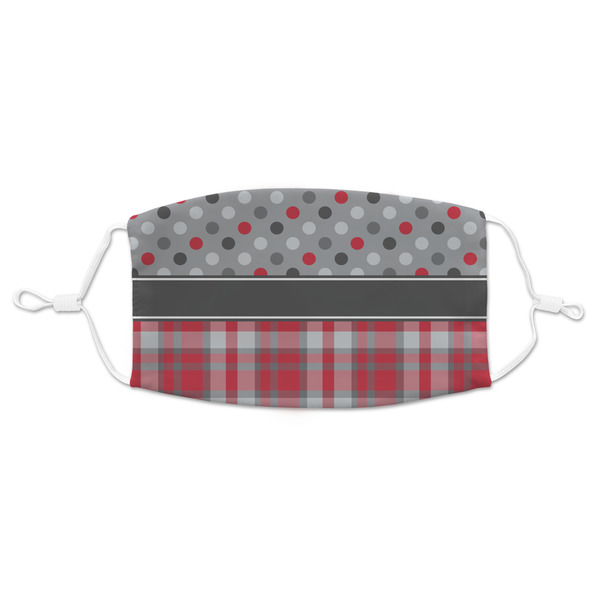 Custom Red & Gray Dots and Plaid Adult Cloth Face Mask