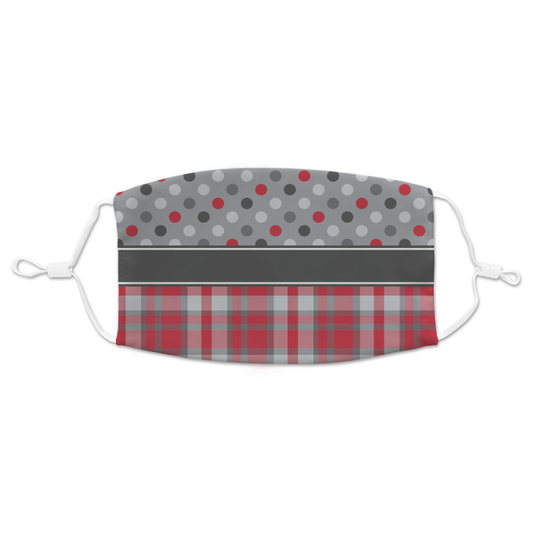 Custom Red & Gray Dots and Plaid Adult Cloth Face Mask - Standard