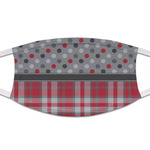 Red & Gray Dots and Plaid Cloth Face Mask (T-Shirt Fabric)
