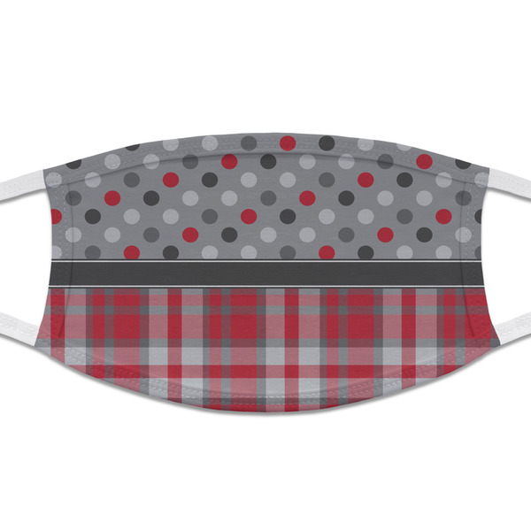 Custom Red & Gray Dots and Plaid Cloth Face Mask (T-Shirt Fabric)