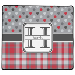 Red & Gray Dots and Plaid XL Gaming Mouse Pad - 18" x 16" (Personalized)