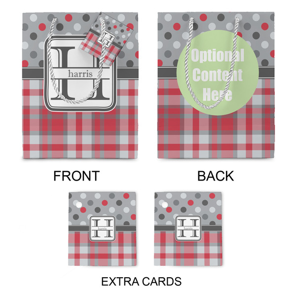 Red & Gray Dots and Plaid Medium Gift Bag - Approval