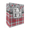 Red & Gray Dots and Plaid Medium Gift Bag (Personalized)