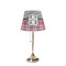 Red & Gray Dots and Plaid Poly Film Empire Lampshade - On Stand