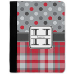 Red & Gray Dots and Plaid Notebook Padfolio - Medium w/ Name and Initial