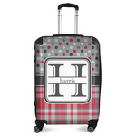 Red & Gray Dots and Plaid Suitcase - 24" Medium - Checked (Personalized)