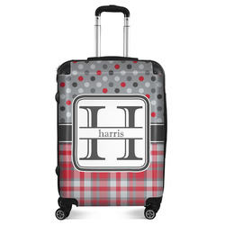 Red & Gray Dots and Plaid Suitcase - 24" Medium - Checked (Personalized)