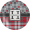Red & Gray Dots and Plaid Melamine Plate 8 inches