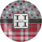 Red & Gray Dots and Plaid Melamine Plate (Personalized)